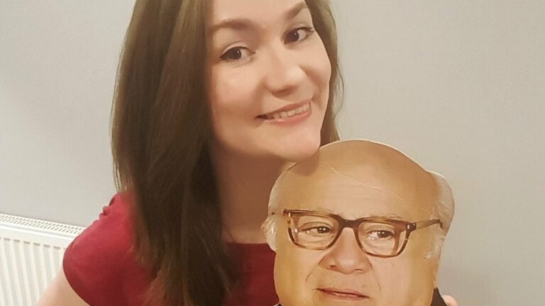 I sell my clothes on Vinted with a life-sized Danny Devito cut-out